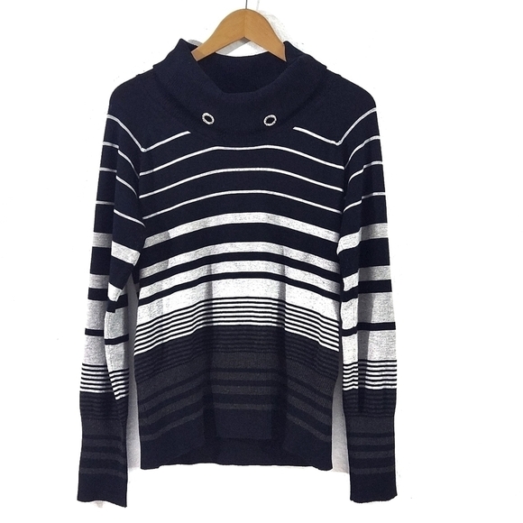 Dusak Designs Cowl Neck Striped Sweater - Picture 1 of 9